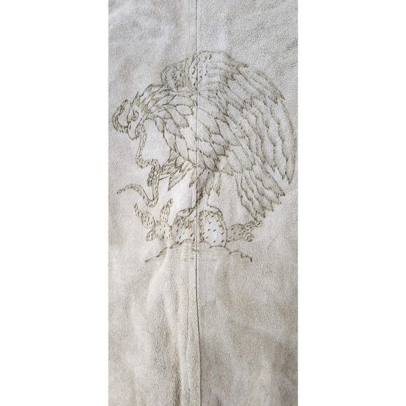 Vintage 60s 70s Leather Suede Poncho Snap Cape Hippie Boho Tan Tooled Western M - Picture 11 of 16